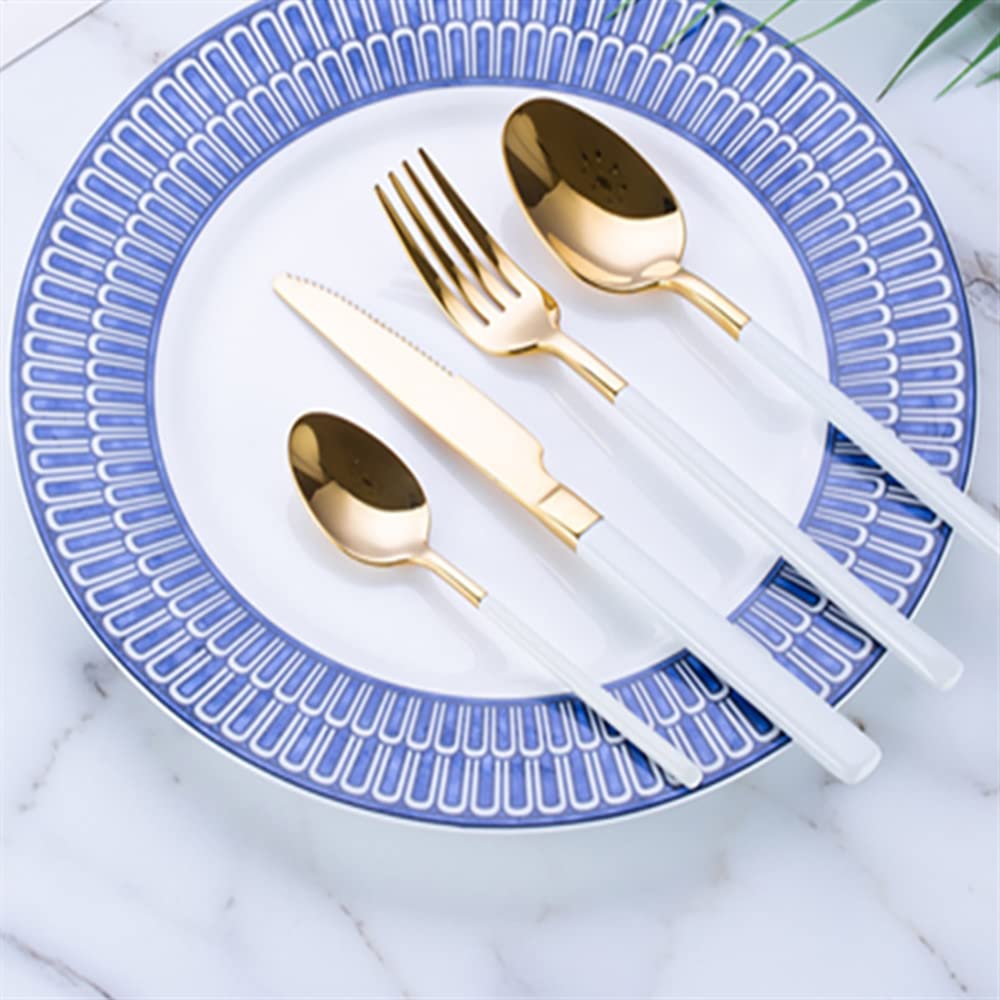 Premium 18/10 Stainless Steel Flatware Set for 6 - 24-Piece Luxury Silverware with White Handles - Modern Cutlery Set for Home, Restaurant, Wedding & Party - Elegant Dining Tableware for Everyday Use & Special Occasions