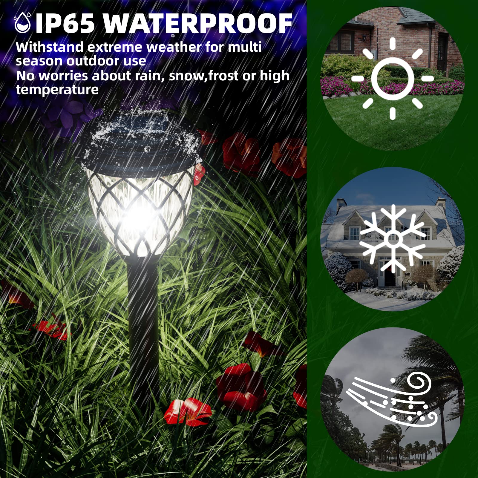 8 Pack Solar Outdoor Lights - Waterproof IP65 Solar Powered Garden Lights for Patio, Yard, Driveway - Bright LED Solar Lights for Outdoor Decoration & Landscape Lighting