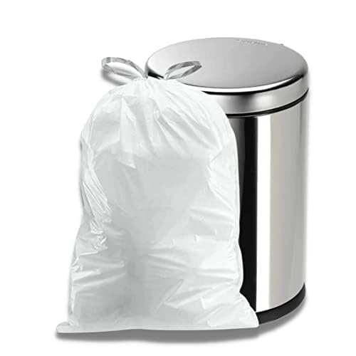 Plasticplace 8 Gallon Trash Bags - 100 Count White Drawstring Garbage Bags, 0.7 Mil Thick Durable Trash Can Liners, 22