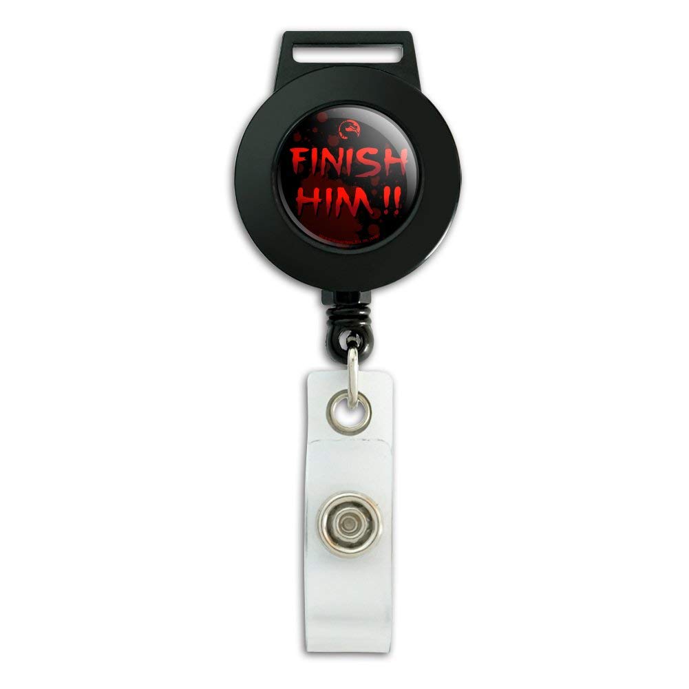 Mortal Kombat Klassic Finish Him Retractable Lanyard with ID Badge Holder - Perfect for Gaming Events, Conventions, and Office Security
