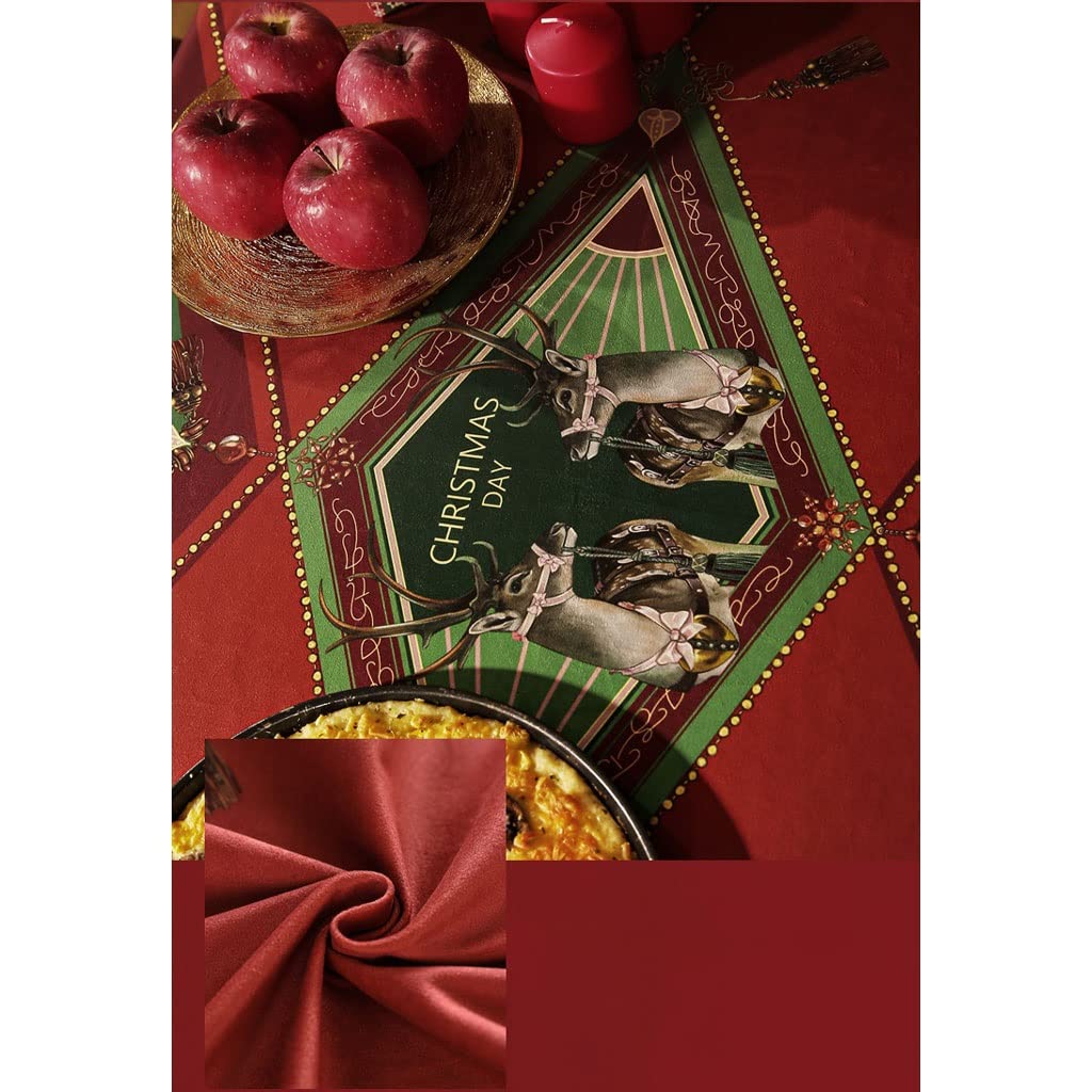 Christmas Red Rectangular Tablecloth 55x71 Inch - Indoor/Outdoor Waterproof Fabric Table Cover for Dining, Tea Table, Party, Picnic, Spring & Summer Gatherings - Durable Household Decor for Holidays & Everyday Use