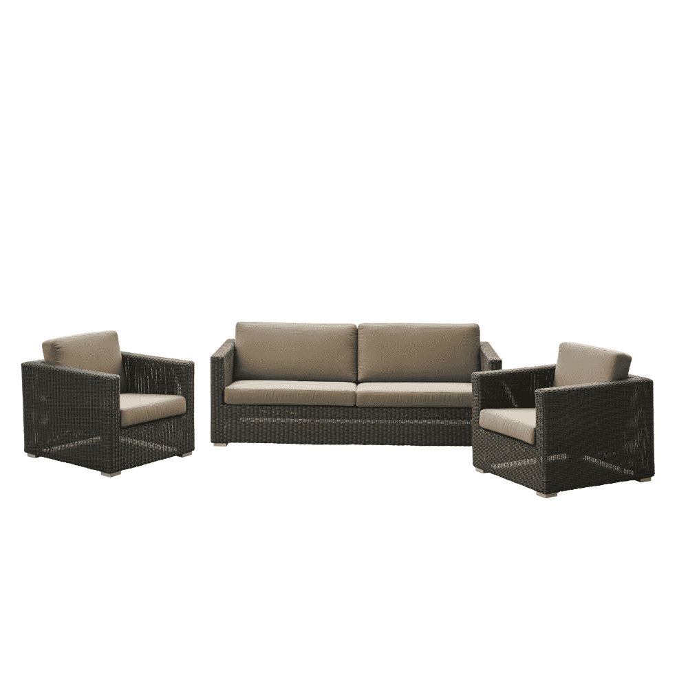 Chester 3-Seater Coastal Outdoor Sofa - Waterproof Wicker Patio Furniture Set for Poolside, Garden & Backyard Relaxation