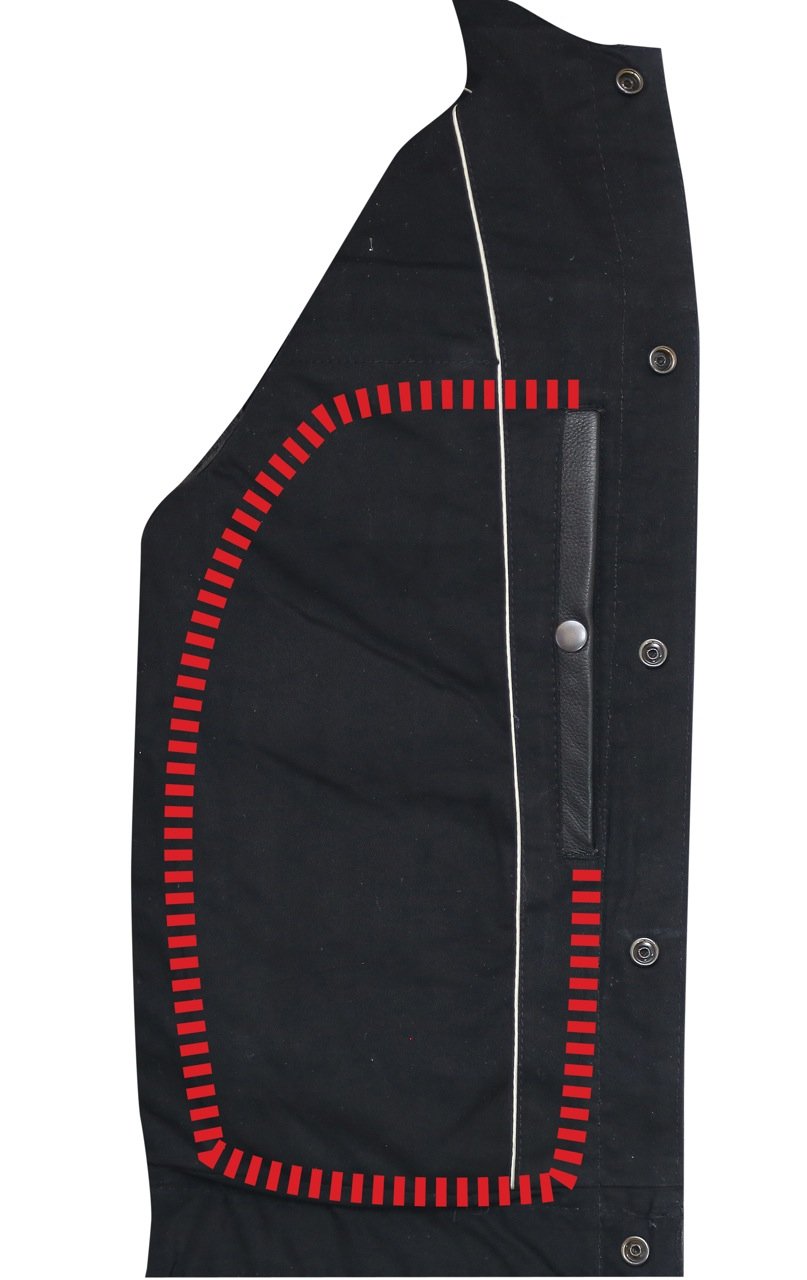 Men's Motorcycle Leather Vest with Zipper & Button Closure, Gun Pockets, MC Club Style, 1 Panel Back - Size 8XL (70