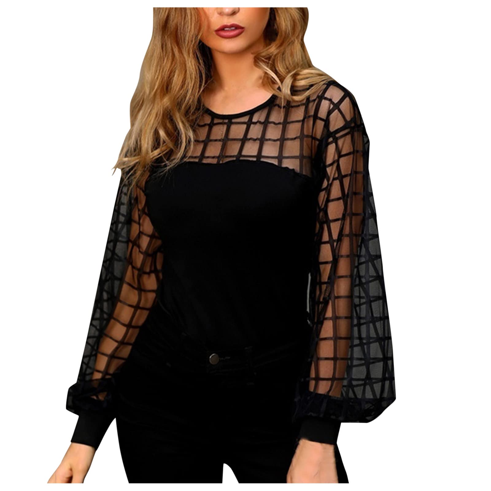 Women's Autumn Casual Transparent Mesh Patchwork Long Sleeve Top - Loose Fit Running Shirt for Women | Perfect for Jogging, Gym Workouts & Everyday Wear