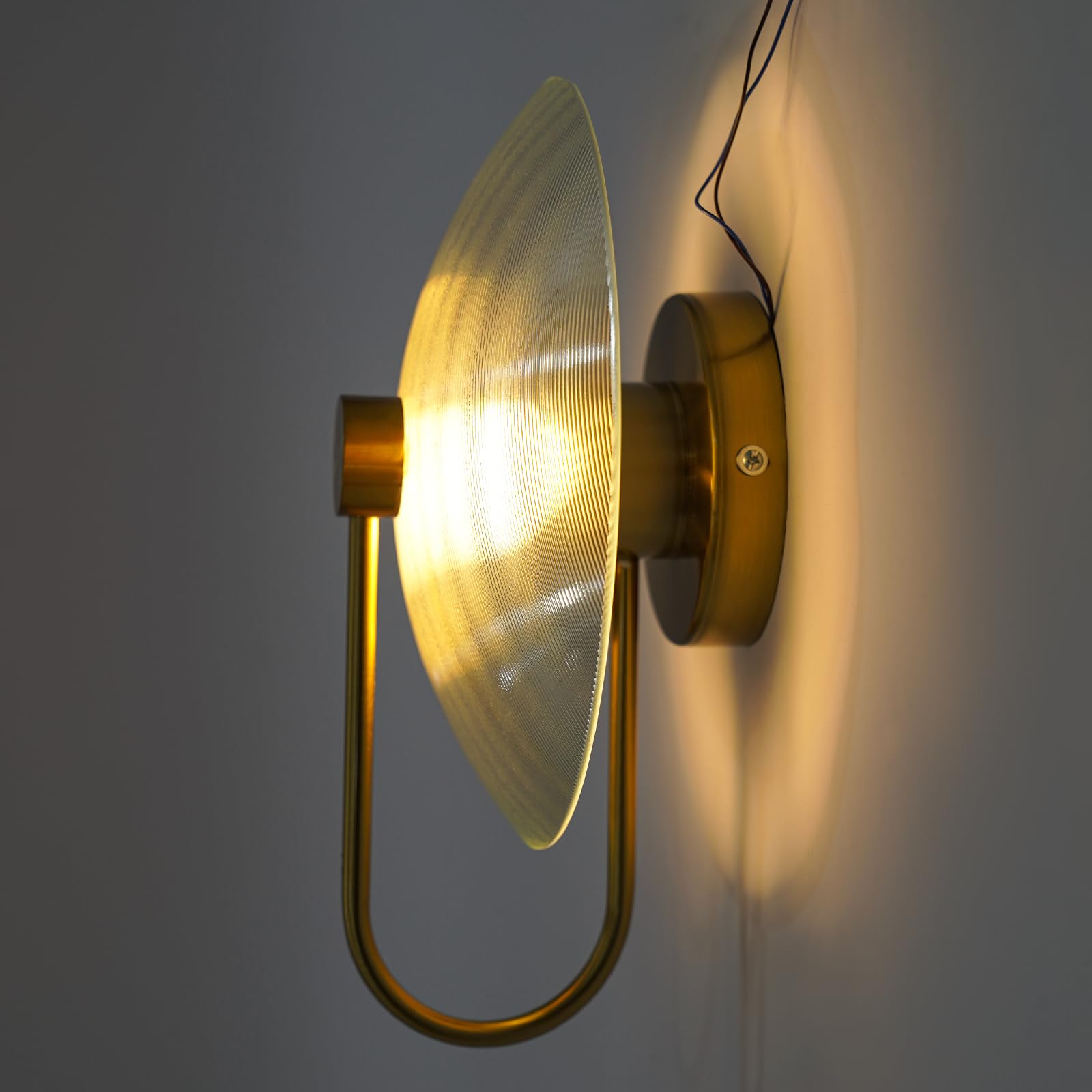 Modern Round Glass Disc Wall-Mounted LED Lamp with Hook - Energy Efficient Surface Mount Light Fixture for Bedroom, Kitchen, Living Room & Hallway - Perfect for Ambient Lighting and Space-Saving Decor