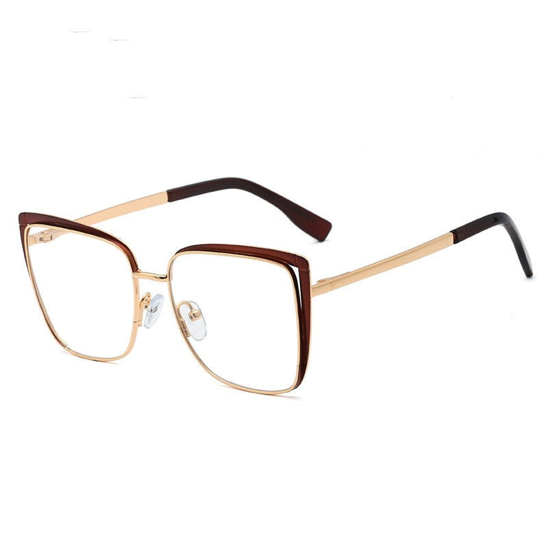 Stylish CCspace Unisex Square Cat Eye Eyeglasses - Lightweight Alloy Frame (Model 48324) | Perfect for Work, Reading & Fashion Accessories