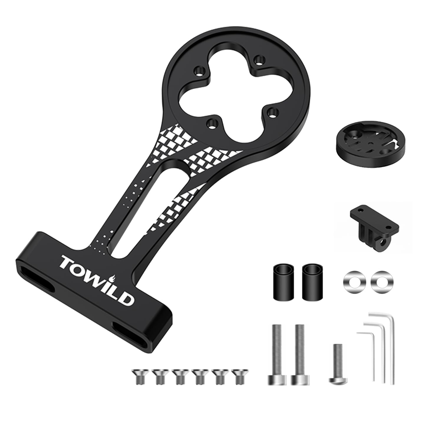 Towild AS80 Bike Computer Mount - Aluminum Alloy Out Front Handlebar Mount for Garmin Bike Computers & GoPro Cameras | Road Bike Accessories for Cycling, Commuting & Outdoor Adventures