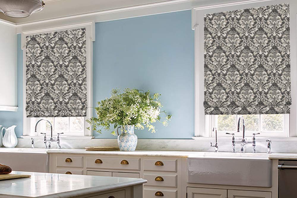 Premium Blackout Roman Shades - Custom Washable Fabric Window Blinds for Living Room, Bedroom & Kitchen | Country Retro Style for Windows, French Doors & Interior Doors
