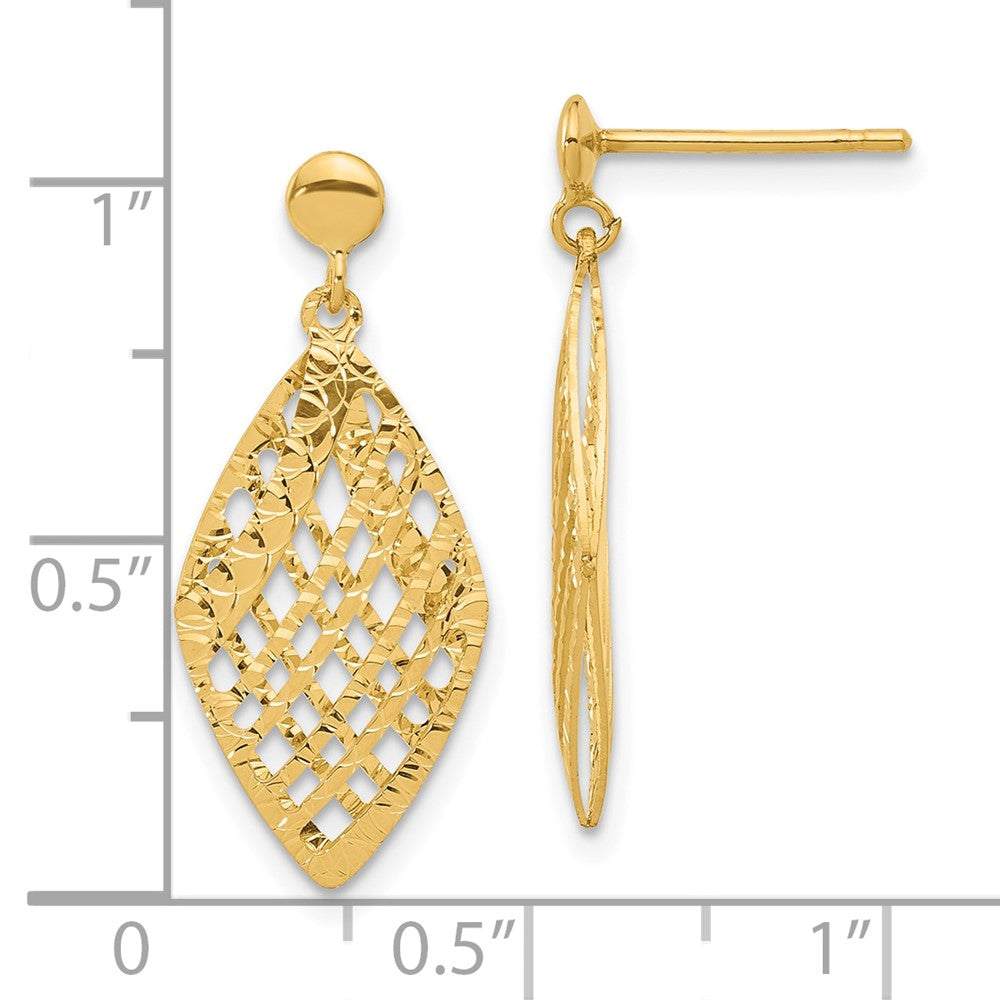 14K Gold Leslie's Diamond Cut Dangle Earrings - LE2636 | Elegant Polished Post Earrings for Women, Perfect for Parties, Weddings & Special Occasions