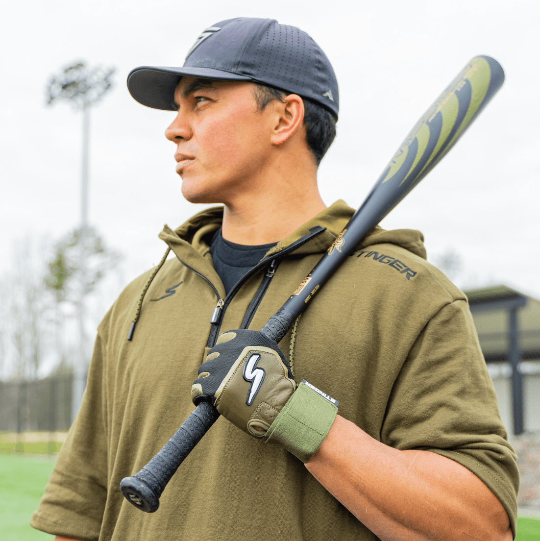 Winder Series Batting Gloves - Military Green & Black | Baseball & Softball Training | Durable Grip for Hitting Practice