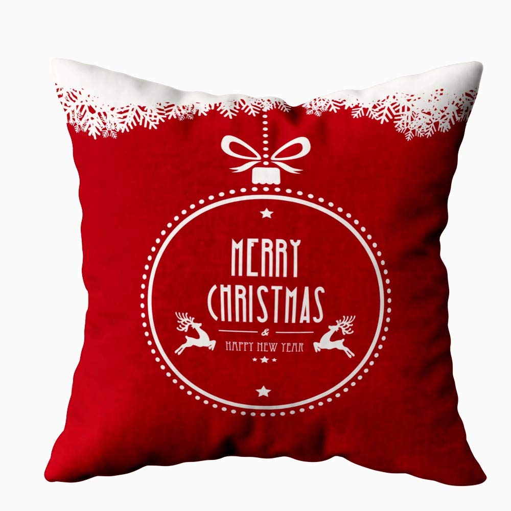 18x18 Inch Christmas Deer Snowflake Pillow Cover Set of 4 - Holiday Decorative Throw Pillow Cases for Sofa, Bedroom, Car & Home Decor - Perfect Christmas Gift Idea