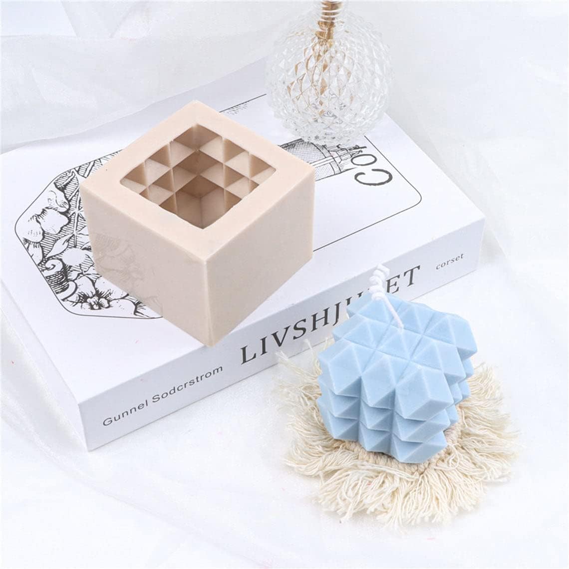 Vedini 3D 3 Layer Geometric Cube Silicone Candle Mold for DIY Candle Making - Reusable & Non-Stick (Code 114) - Perfect for Home Decor, Wedding Favors & Gift Making