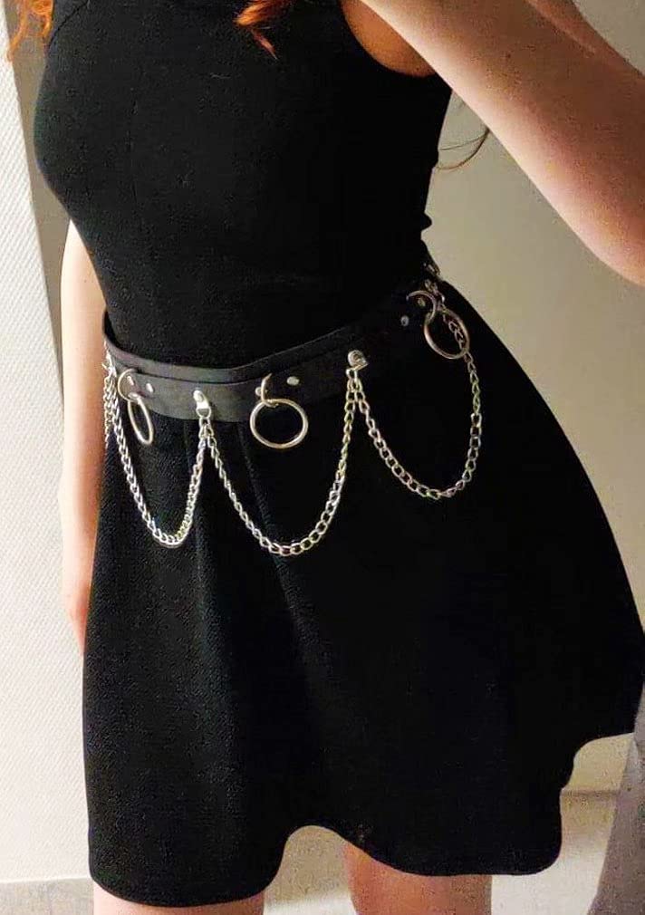 Punk Waist Chain Leather Waist Belt - Gothic Body Jewelry Accessories for Women & Girls | Purple Hip Chain for Rave, Festival, Cosplay & Night Out
