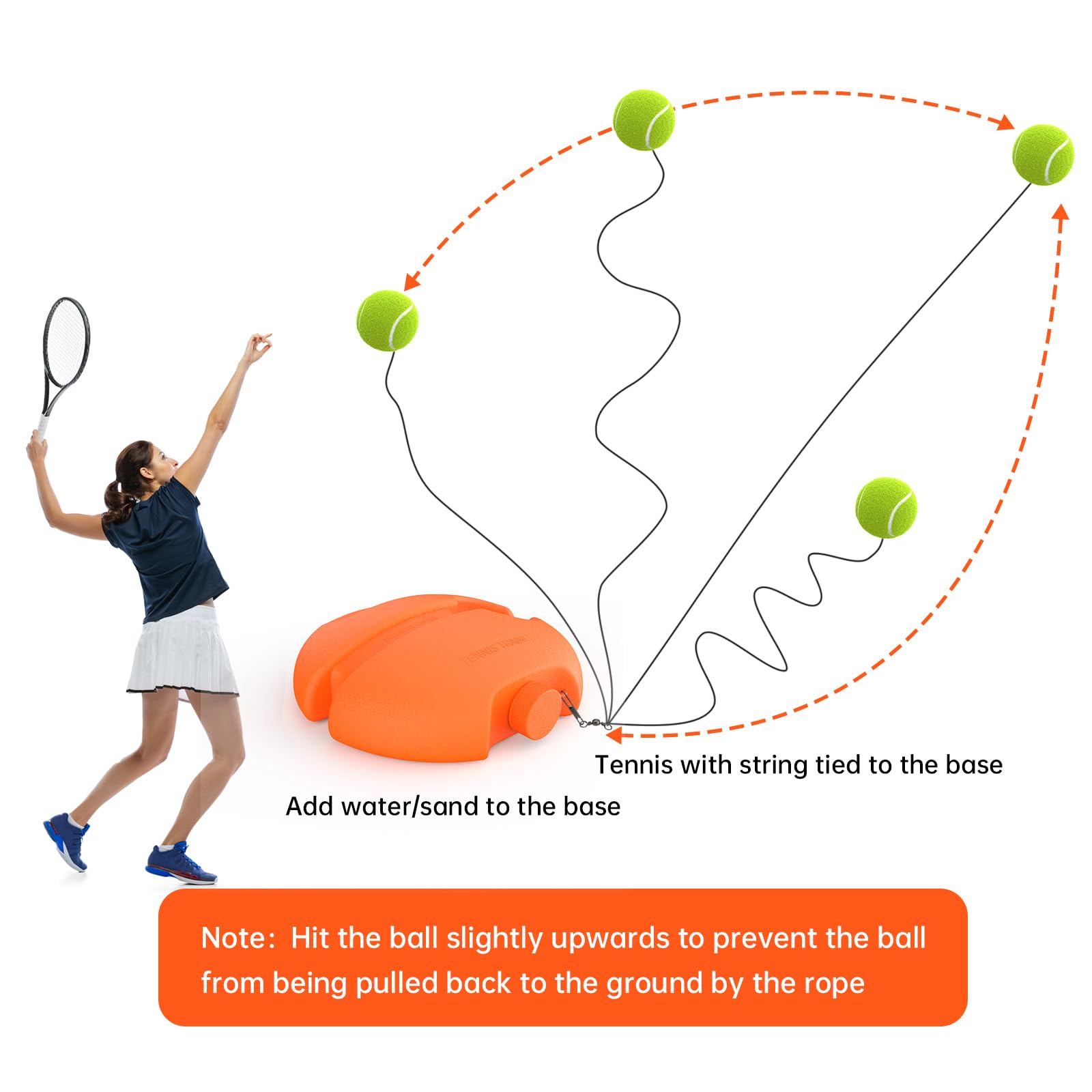 Tennis Trainer Rebound Ball with 3 String Balls - Solo Tennis Practice Equipment for Beginners | Portable Tennis Training Tool & Rebounder Kit | Improve Skills for Backyard, Court & Indoor Drills