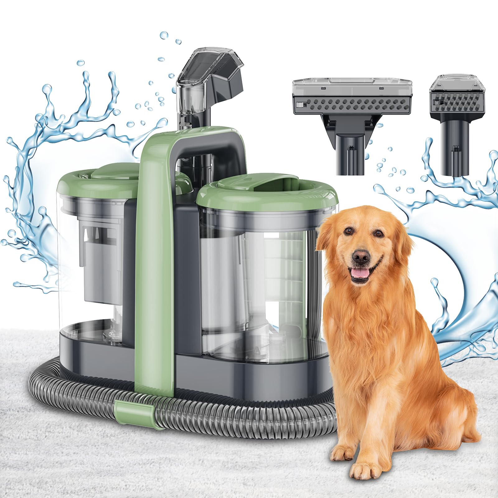 18Kpa Portable Carpet & Upholstery Cleaner Machine - 500W Powerful Suction Deep Cleaner for Pet Stains, Sofa, Car Seats - Ideal for Home, Office & Auto Detailing
