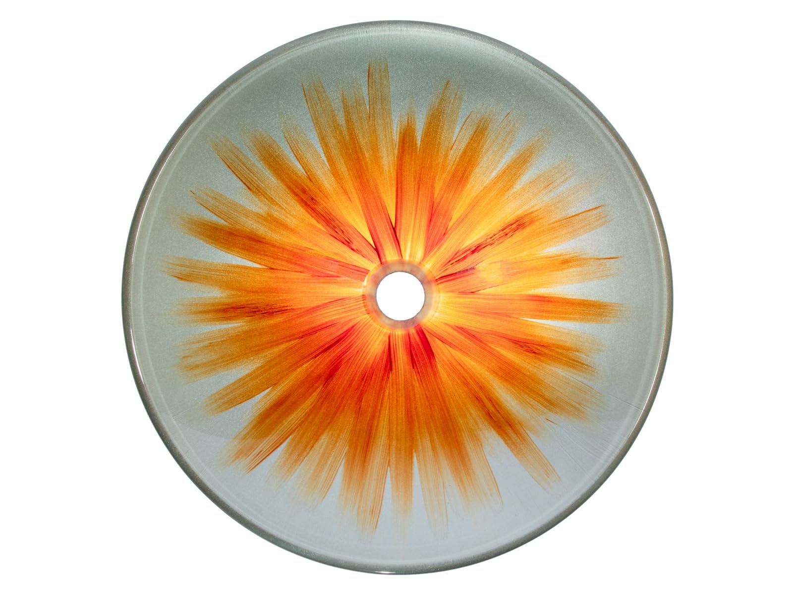 Orange Flower Blossom Large Round Glass Vessel Sink for Bathroom Vanity - Modern Freestanding Basin for Powder Room, Guest Bath & Master Suite