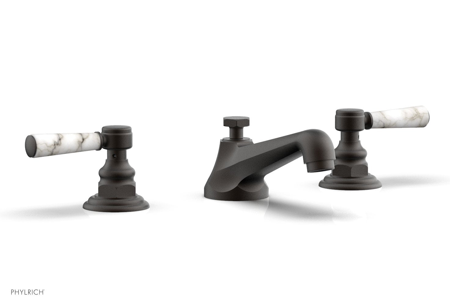 HEX TRADITIONAL Widespread Bathroom Faucet with White Marble Lever Handles - Model 500 03 | Perfect for Modern Bathroom Vanities and Powder Rooms