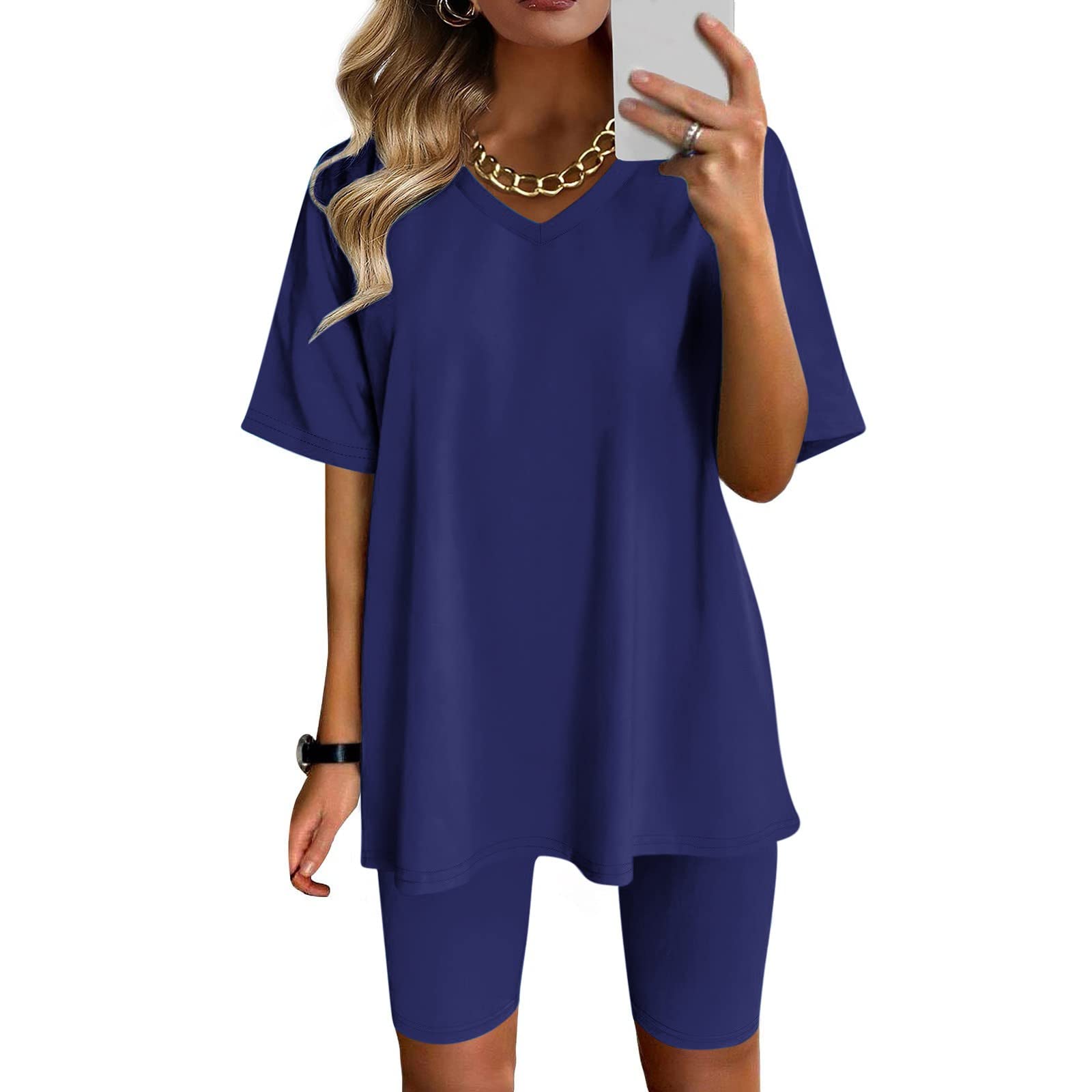 2023 Black Friday & Cyber Monday Deals: Plus Size 2-Piece Workout Set - Summer Short Sleeve V-Neck Tops (3X) with Yoga Shorts for Gym, Tennis & Casual Wear | Trendy Exercise Outfits for Women
