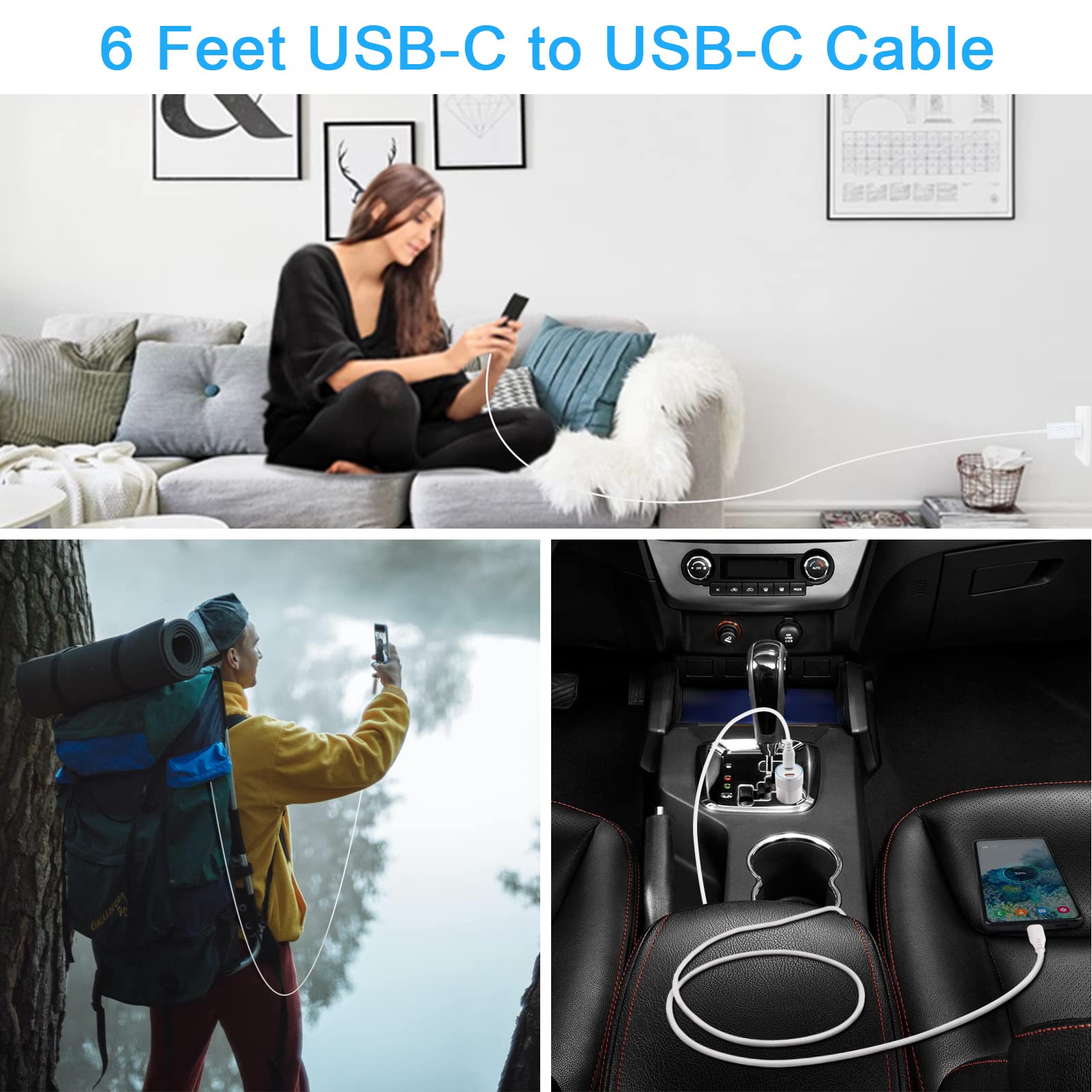 20W USB C Fast Charger for Samsung Galaxy S25 Ultra/S25 Plus/A16 5G/A14 5G/A15/A25/A13/A54/A24/S24 FE/S23/A03s/A53/A23/S22/S21/S20 - 6ft Type C to C Charging Cable & Wall Adapter - Perfect for Home, Office & Travel Charging