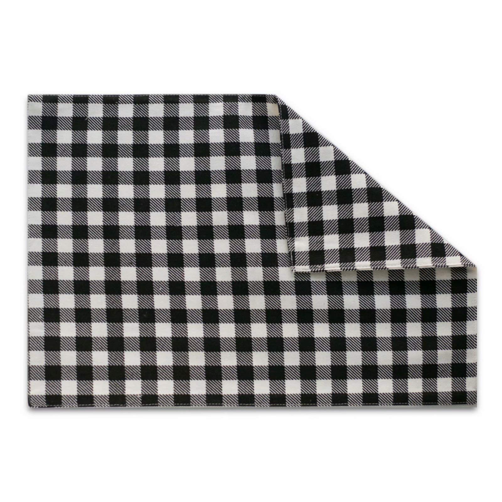 4-Piece Buffalo Check Christmas Placemats Set - Reversible Black & White Plaid Burlap & Cotton Holiday Table Mats for Dining Decor - Perfect for Christmas Dinner, Winter Parties & Festive Home Decorations