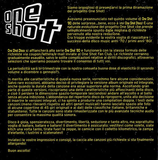 CD One Shot Disco Definitive Collection Vol 1 - Classic 70s & 80s Disco Music Hits - Perfect for Dance Parties, Retro Nights & DJ Mixing