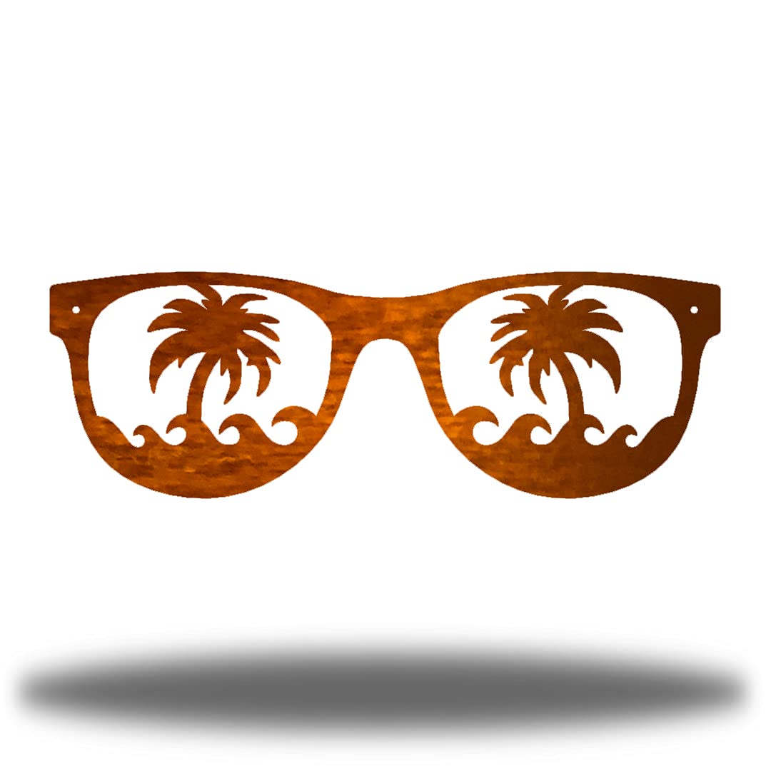 Riverside Designs Wacky Sunglasses Coastal Beach Metal Wall Art Decor | Handmade in USA | Copper 36-Inch Wall Hanging for Living Room, Bar, or Beach House