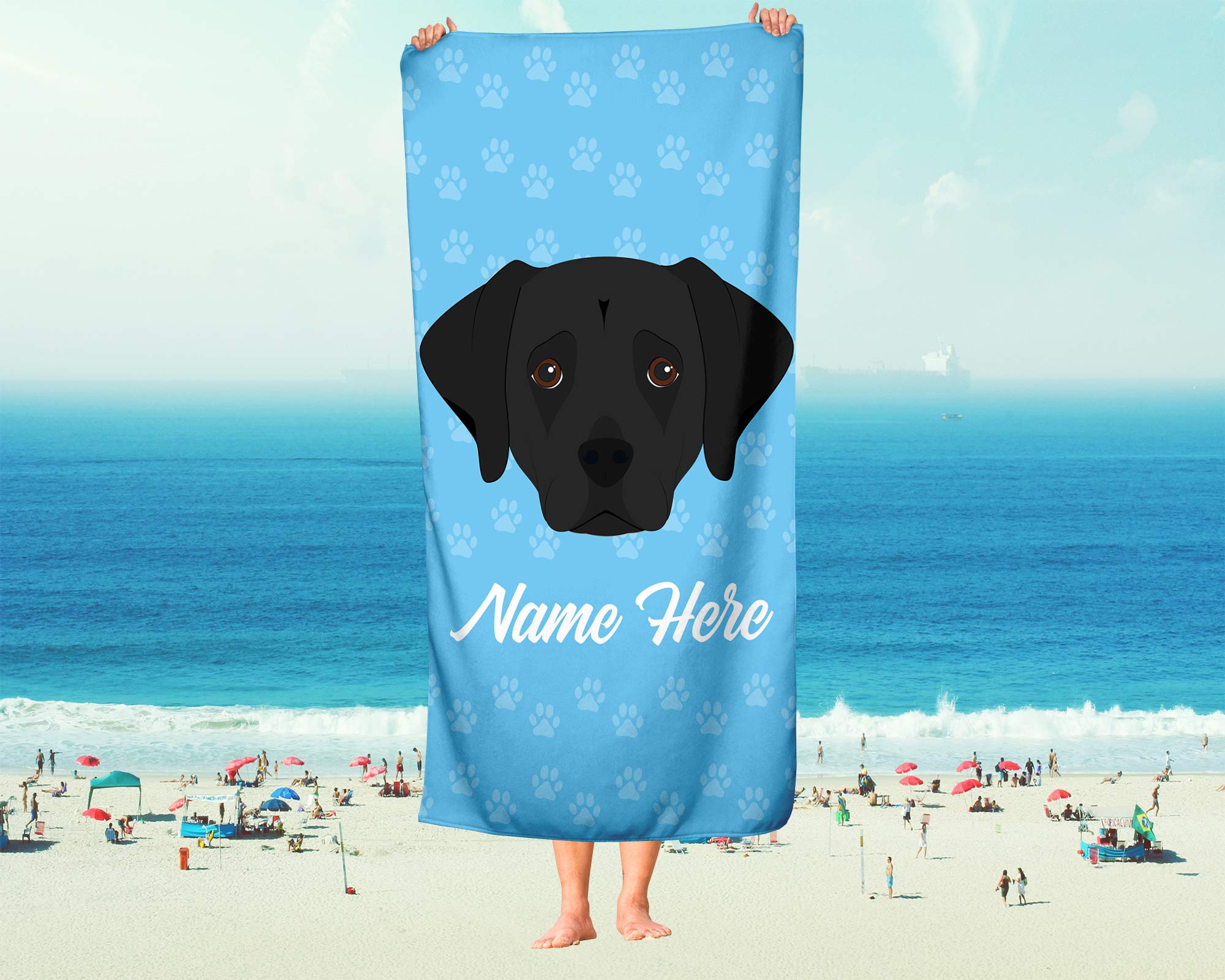 Custom Black Lab Beach & Bath Towels - Large & Medium Sizes for Adults & Kids | Personalized Labrador Retriever Dog Towels for Travel, Pool, Gym, Spa & Home Use