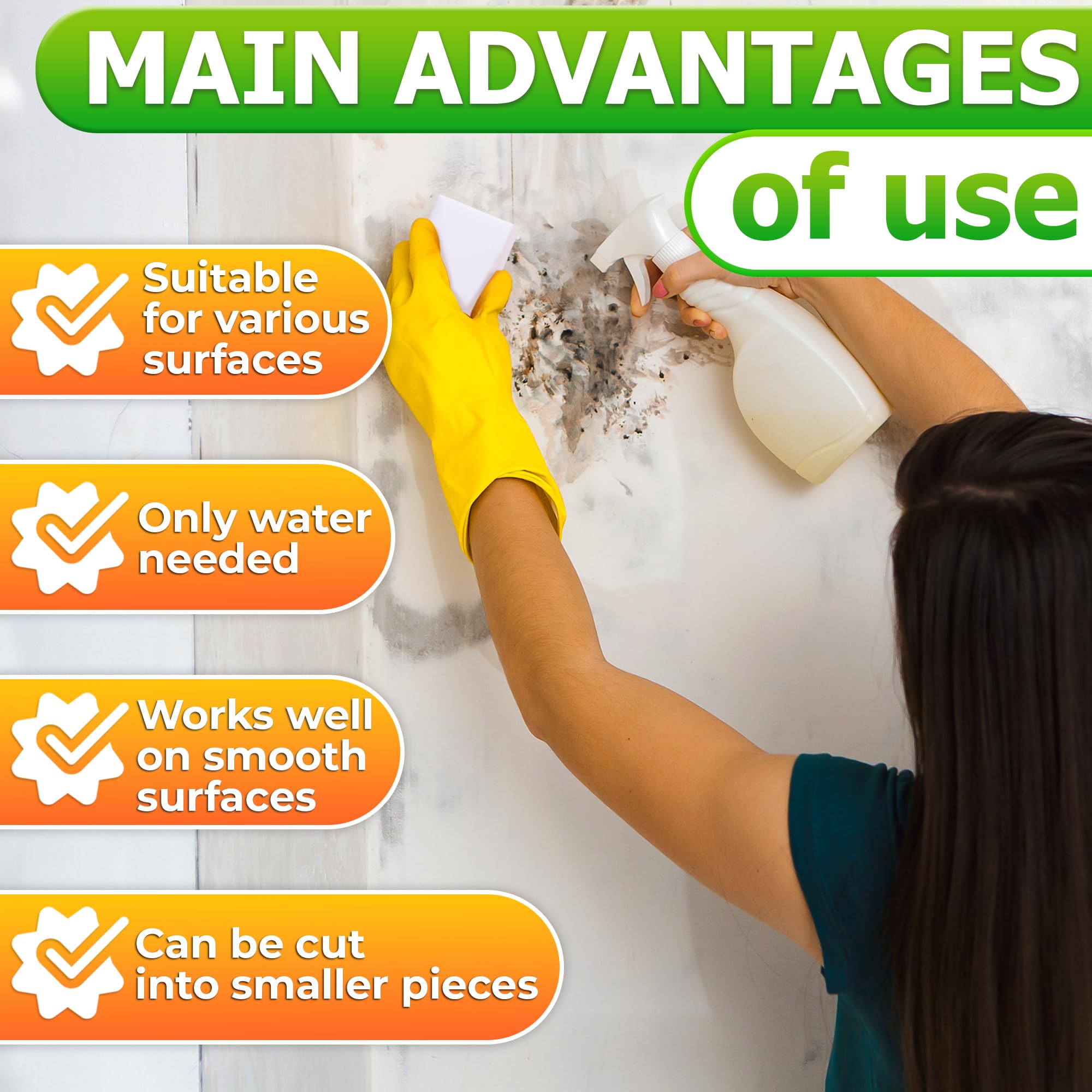 50Pcs Magic Eraser Sponges - Melamine Cleaning Sponges for Kitchen, Bathroom & Baseboard