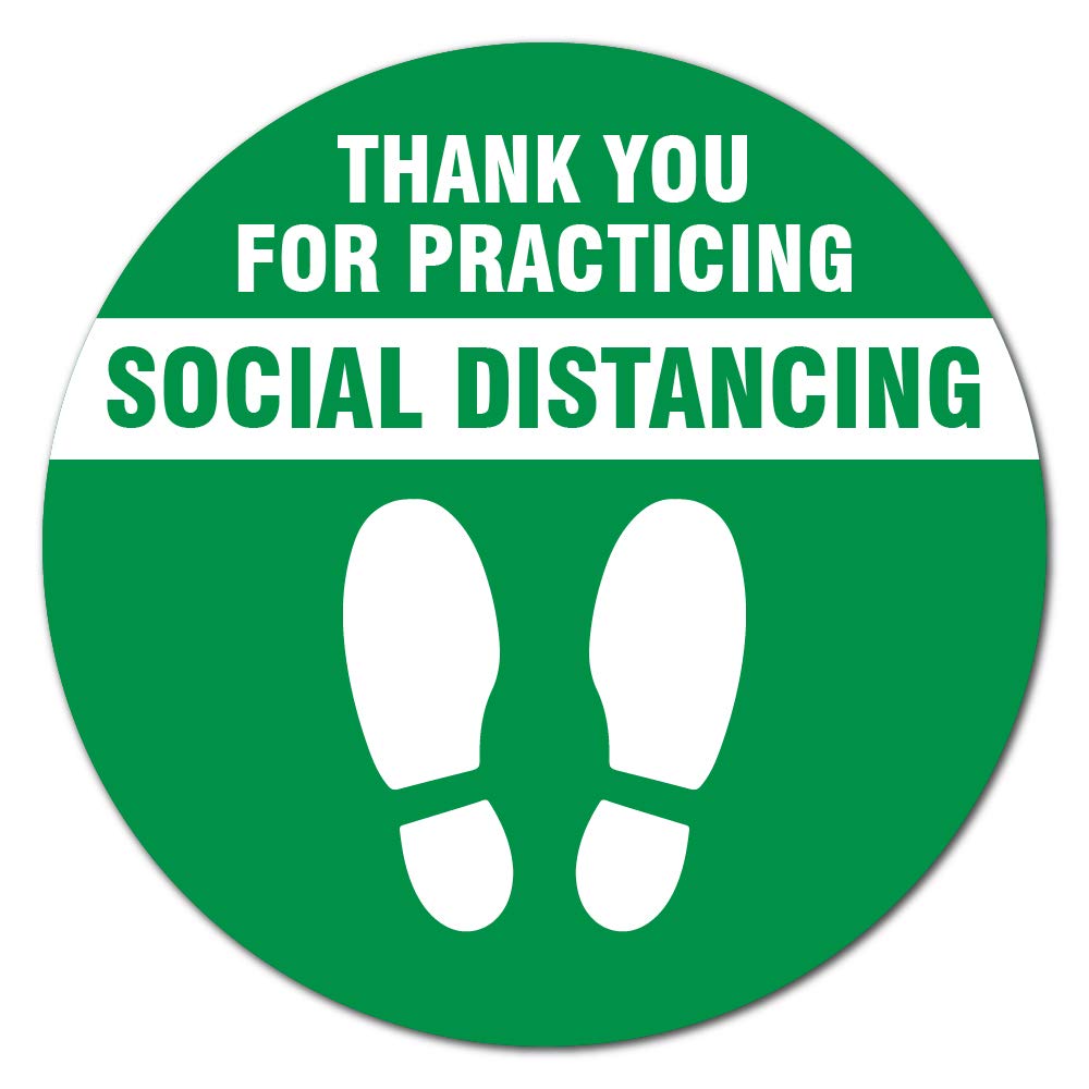 12 Pack Non-Slip Social Distance Floor Decals - Green Public Safety Signs for Businesses & Workplaces | Made in USA | Perfect for Retail Stores, Offices & Public Spaces
