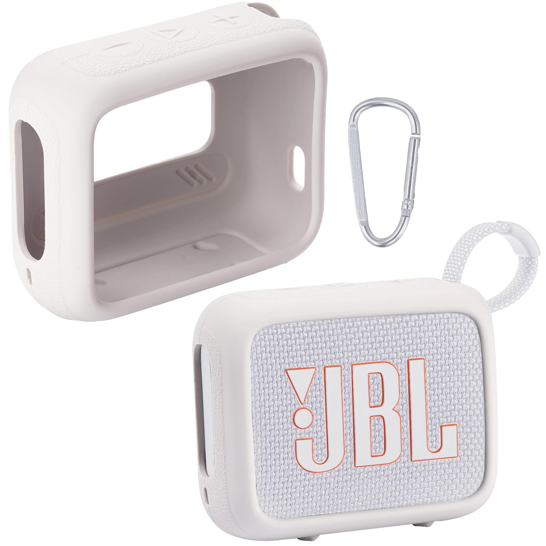 JBL Go 4 Waterproof Bluetooth Speaker Silicone Protective Cover with Carabiner - Shockproof Travel Case for Outdoor, Beach, Pool & Gym (Grey) by co2CREA