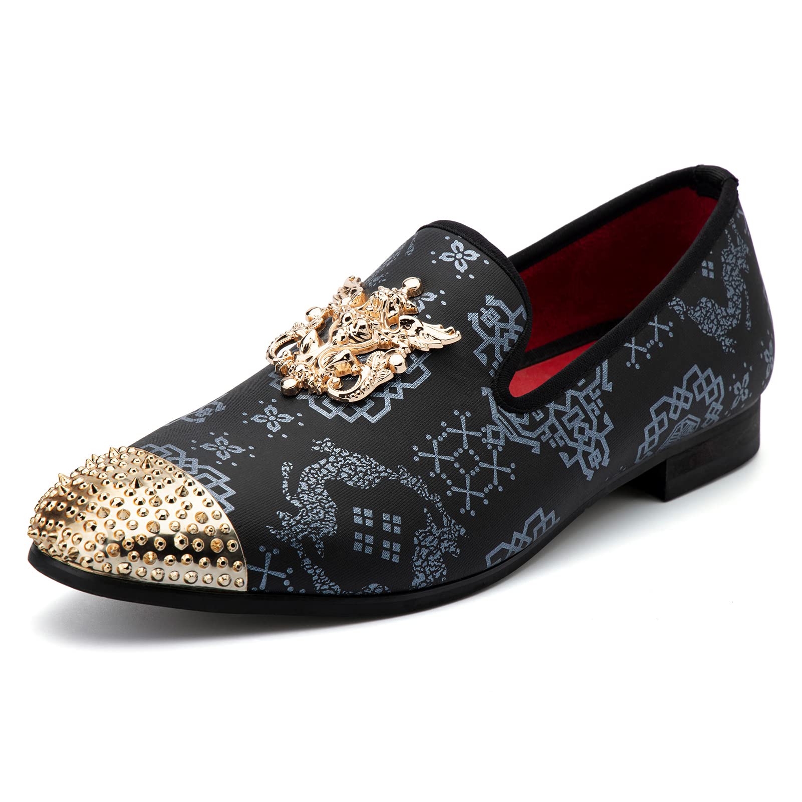 Meijiana Men's Velvet Loafers - Luxury Dress Shoes with Metal Embellishments for Wedding, Party & Formal Events - Comfortable Slip-On Loafers for Business & Evening Occasions