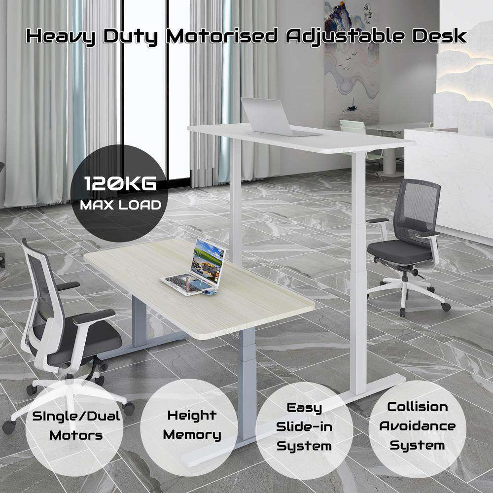 160cm Electric Standing Desk - Adjustable Height Sit Stand Desk with Dual Motor, White Frame & Black Top - Perfect for Home Office, Gaming & Workspace Ergonomics