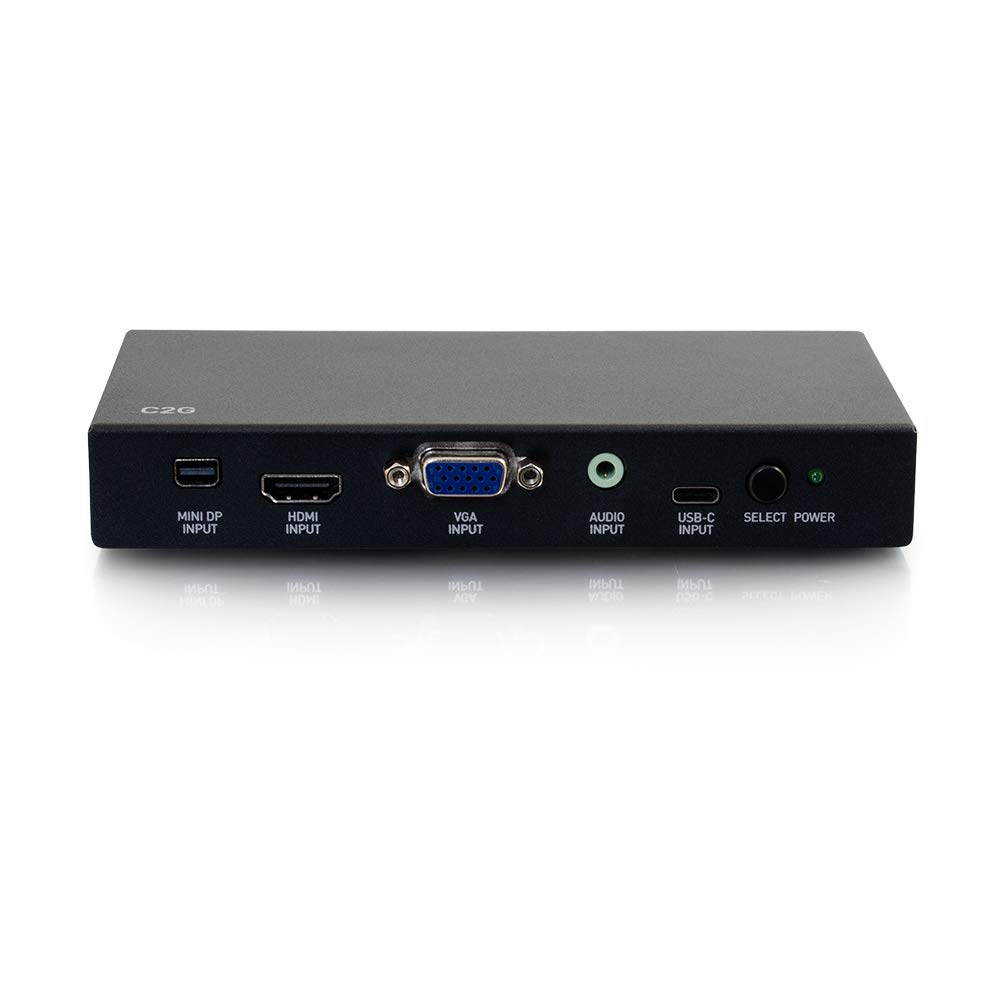 C2G 4K HDMI Switch with Mini DisplayPort, USB-C, VGA & 3.5mm Audio - 60Hz Ultra HD Video Switcher (Black) | Cables To Go 40850 | Perfect for Home Theater, Gaming & Office Multi-Screen Setups