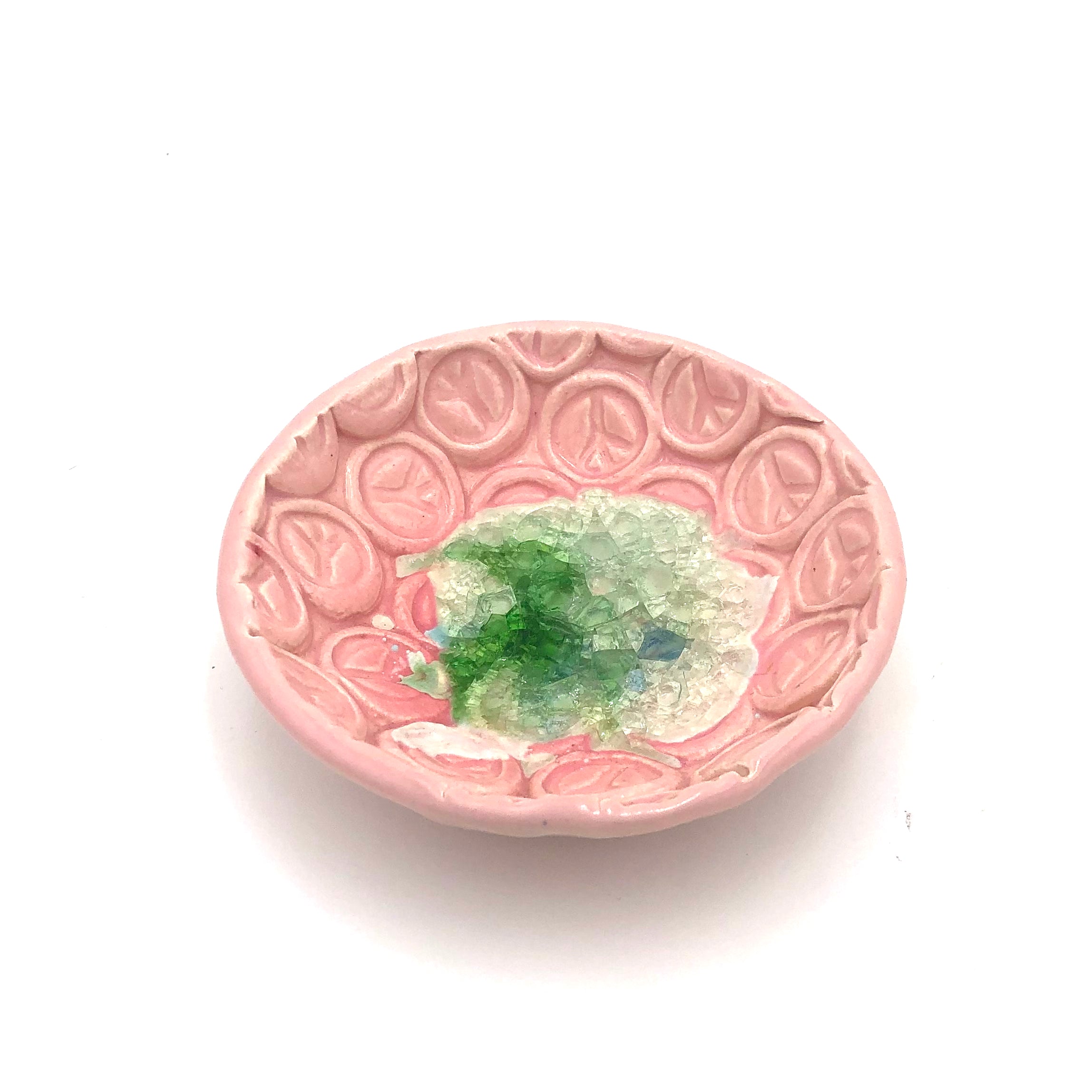 Cathy Broski Ceramic Jewelry Bowl with Glass Bottom - Elegant Storage for Rings, Earrings & Necklaces - Perfect for Dresser, Vanity & Bathroom Organization (Assorted Designs)