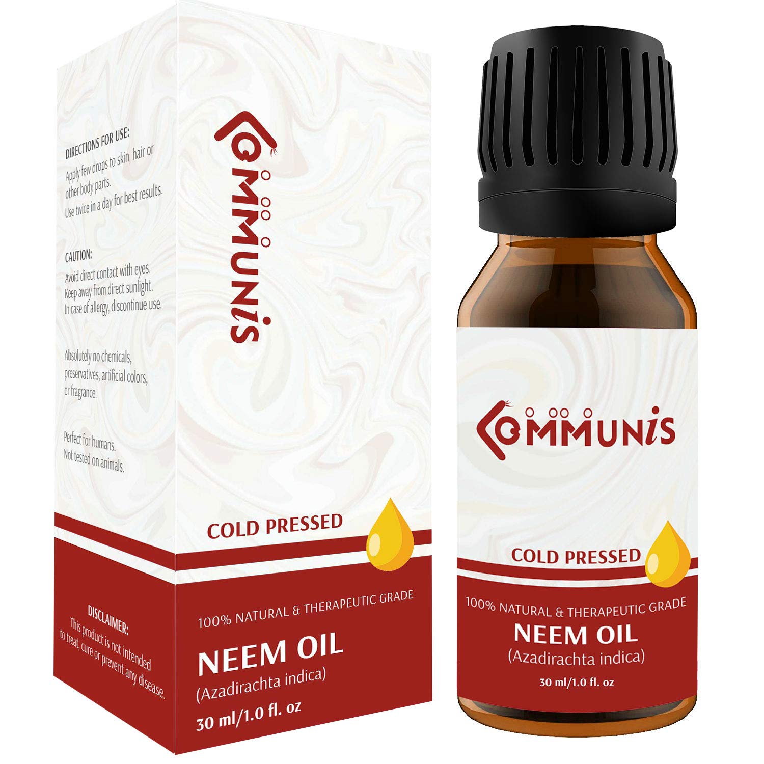 Pure Cold Pressed Neem Oil for Skin, Hair & Scalp Care - 100% Natural Therapeutic Grade Oil for Acne, Dandruff & Bug Repellent (30ml) - Perfect for DIY Beauty, Aromatherapy & Natural Pest Control