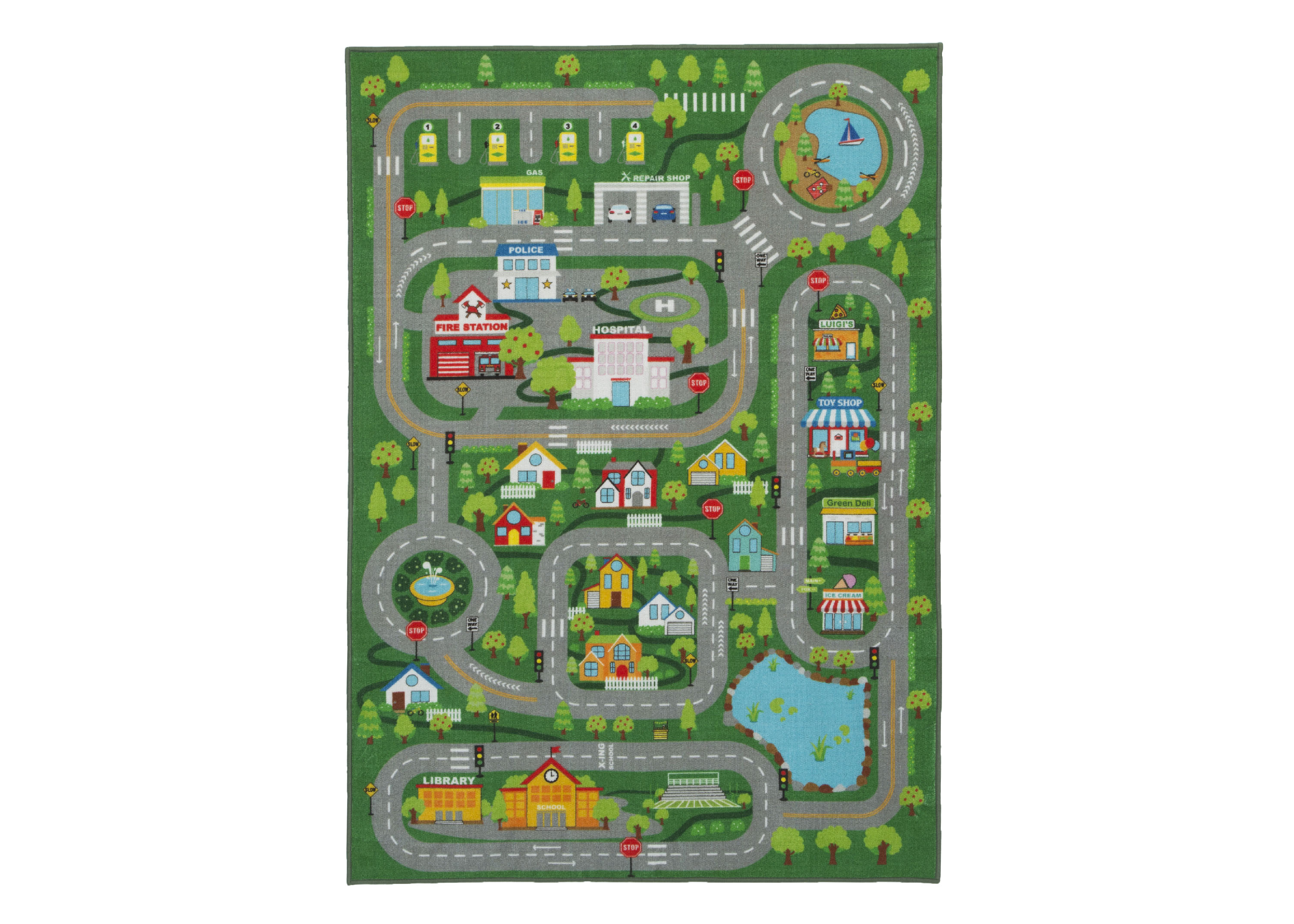 Extra Large 78x54 Inch Road Map Activity Rug for Kids - Playroom & Classroom Carpet for Boys and Girls - Perfect for Learning Geography & Pretend Play