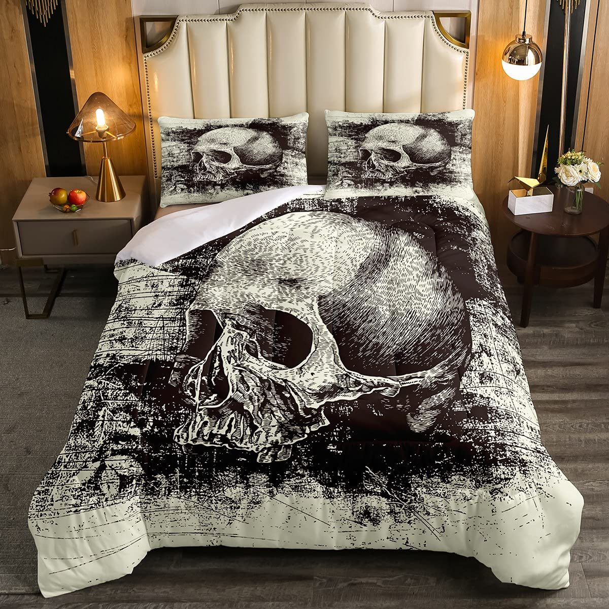 Gothic Skull Comforter Set Twin Size for Boys & Teens - Halloween Bedding, Horror Skeleton Design, Lightweight & Soft All-Season Bed Set with Pillow Case - Perfect for Kids' Room Decor, Teen Bedroom, and Spooky Themed Parties