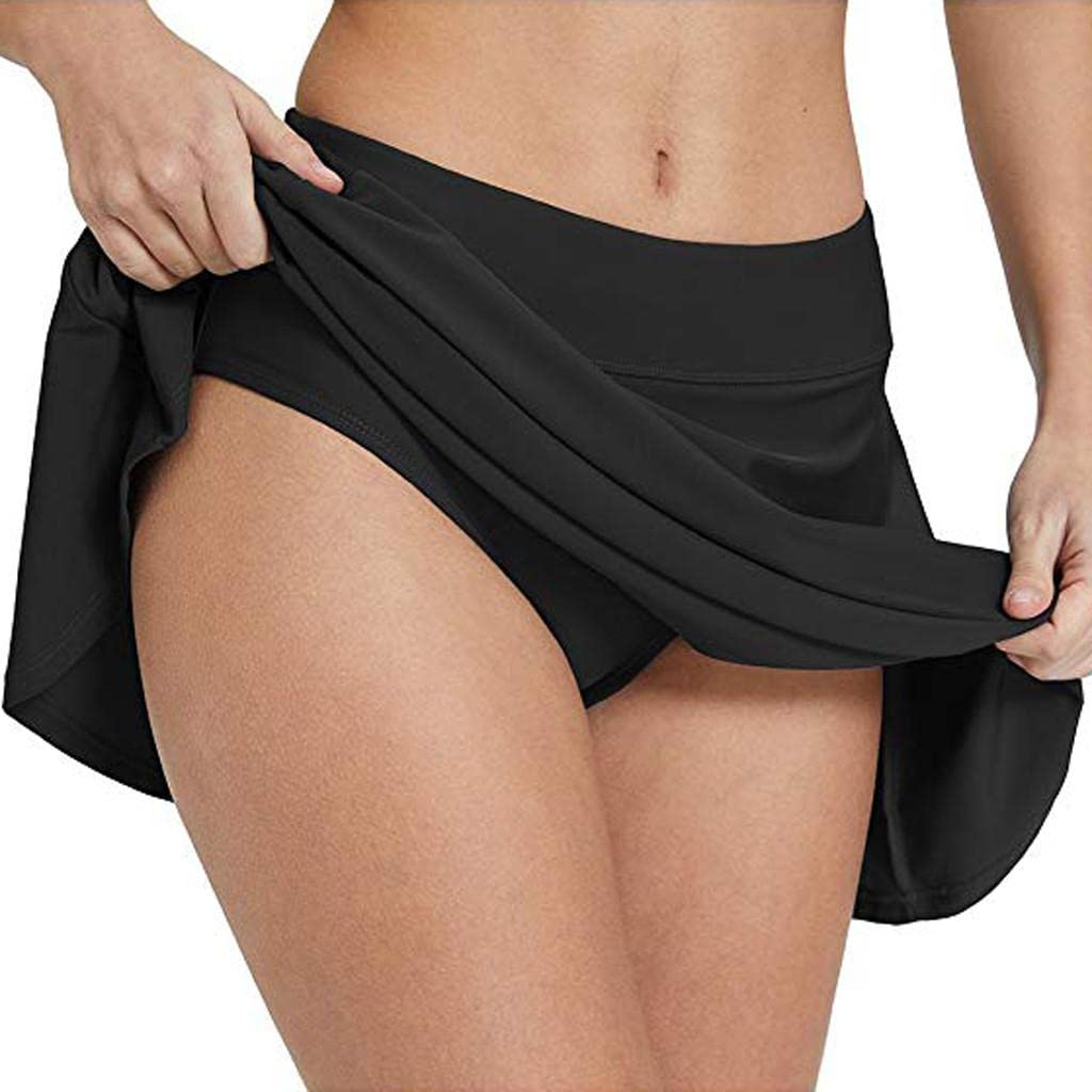 Women's High Waisted Swim Skirt - Tummy Control Bikini Bottom & Tankini Swimwear for Beach, Pool & Vacation | Plus Size Swim Shorts with Skirt Cover