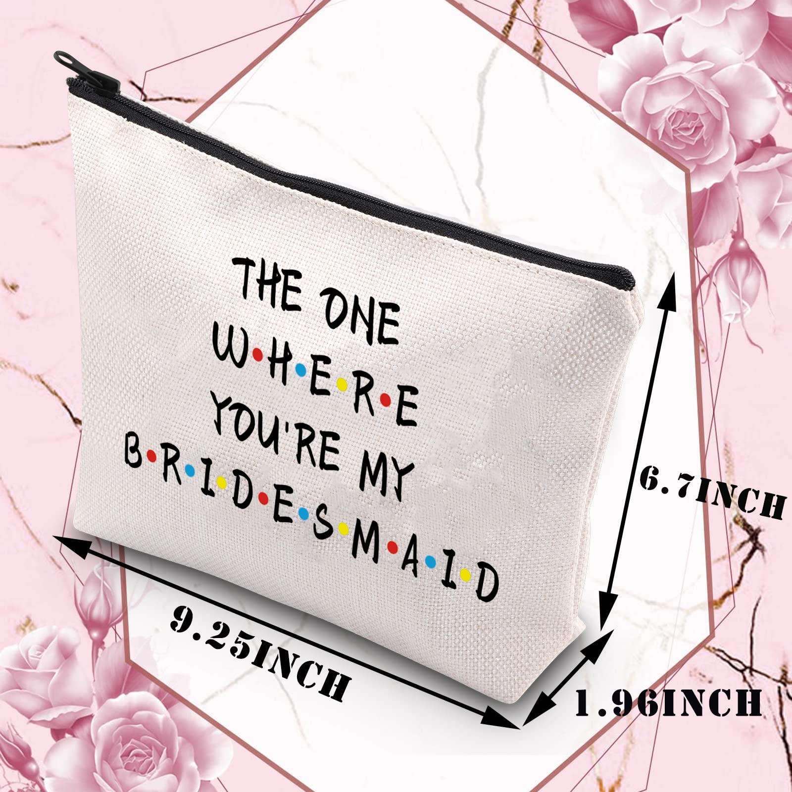 Elegant Bridesmaid Makeup Bag - Thoughtful Wedding Gift for Bride, Sister & Friends - Perfect for Bridal Shower, Bachelorette Party & Proposal - Cosmetic Organizer for Wedding Party Favors (Ideal for Bridesmaids & Maid of Honor) - Great for Travel, Spa Days & Everyday Use