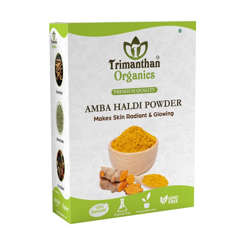 Trimanthan Organics Pure Wild Turmeric Powder (100g) - Natural Kasturi Haldi for Skin Brightening & Face Care | Organic Amba Haldi Powder | Use for DIY Face Masks, Skin Lightening & Ayurvedic Beauty Treatments