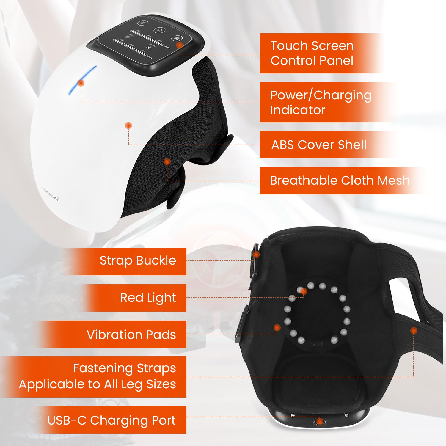 Electric Knee Massager with Heat & Vibration - Cordless Shiatsu Leg Massager for Joint Pain Relief - Perfect Gift for Mom, Dad & Women - Use at Home, Office or Travel