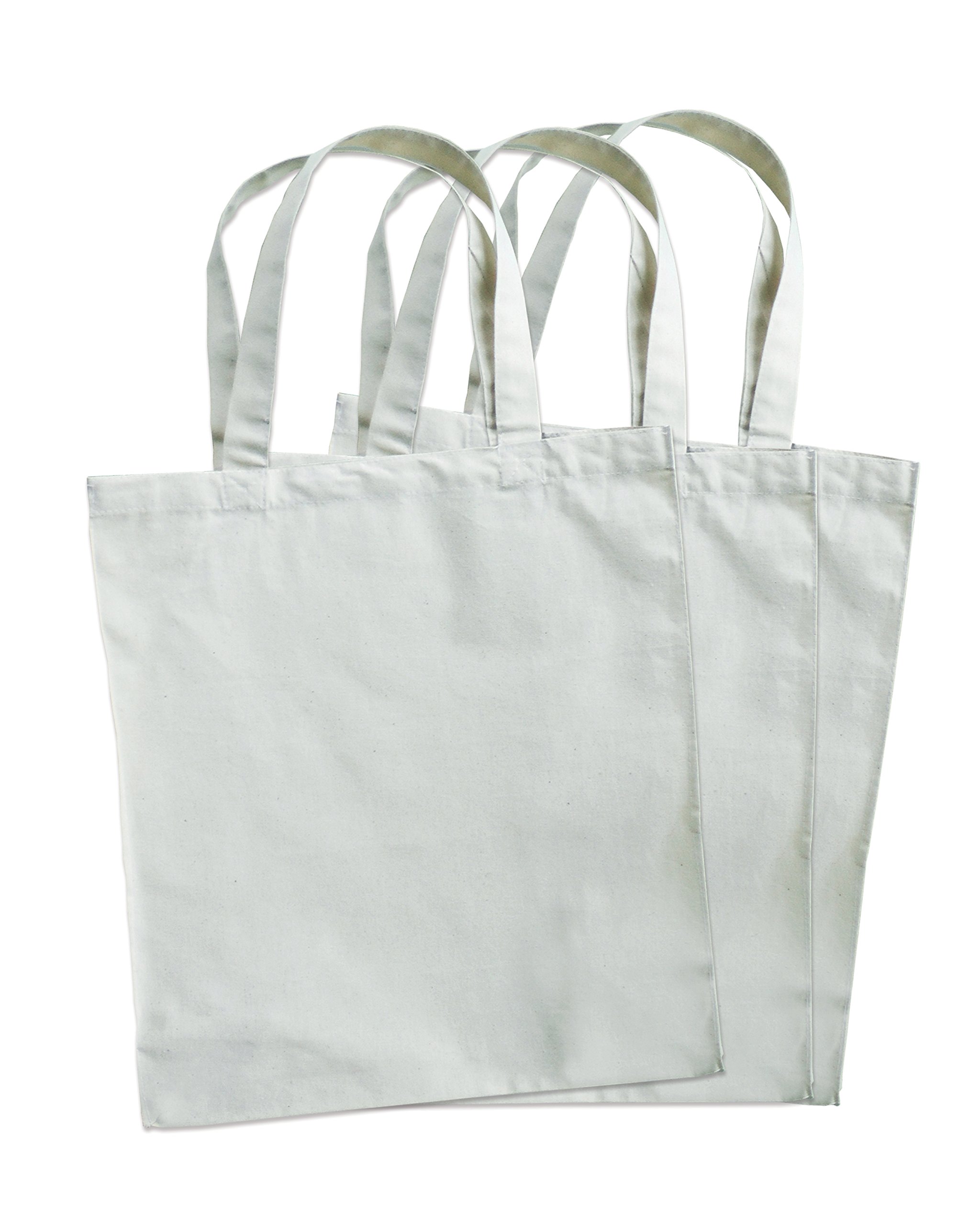 Eco-Friendly 3-Pack Reusable Cotton Canvas Grocery Bags - 12.5