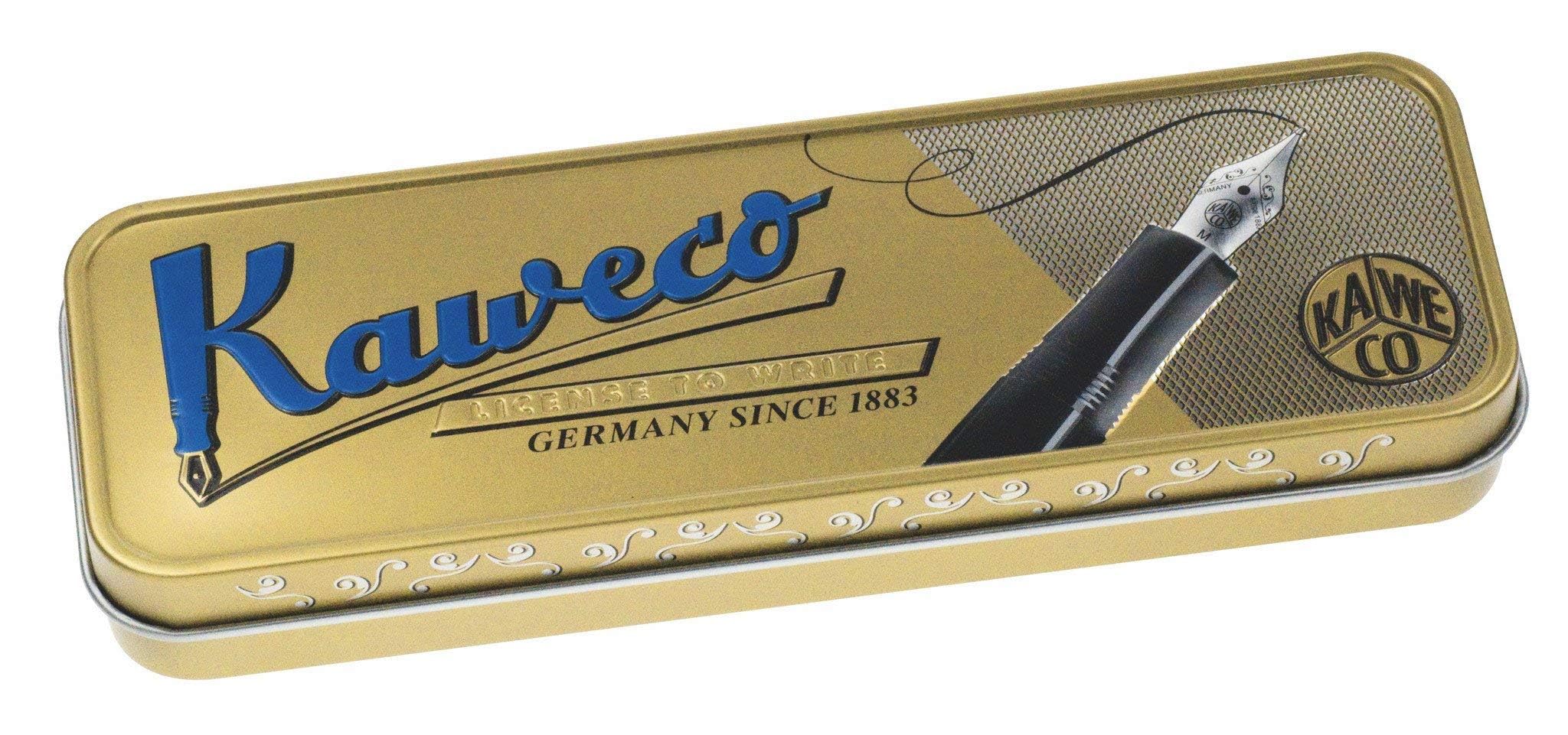Kaweco AL Sport Fountain Pen with Fine Nib - Brass Body + 6 Black Ink Cartridges Gift Set for Writing, Journaling & Office Use