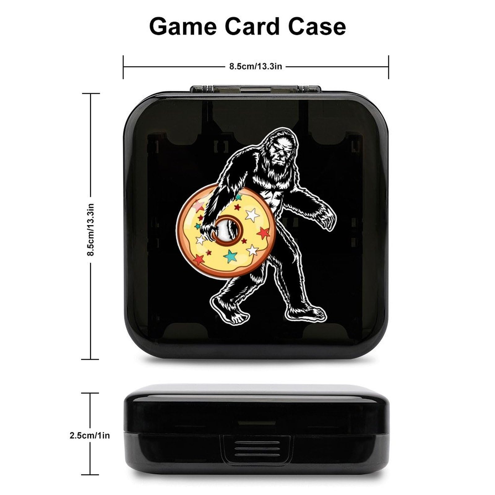 Bigfoot Donut Funny Game Card Case - 24 Slot Storage Box & Holder for Collectible Cards, Perfect for TCG, MTG, and Board Game Enthusiasts