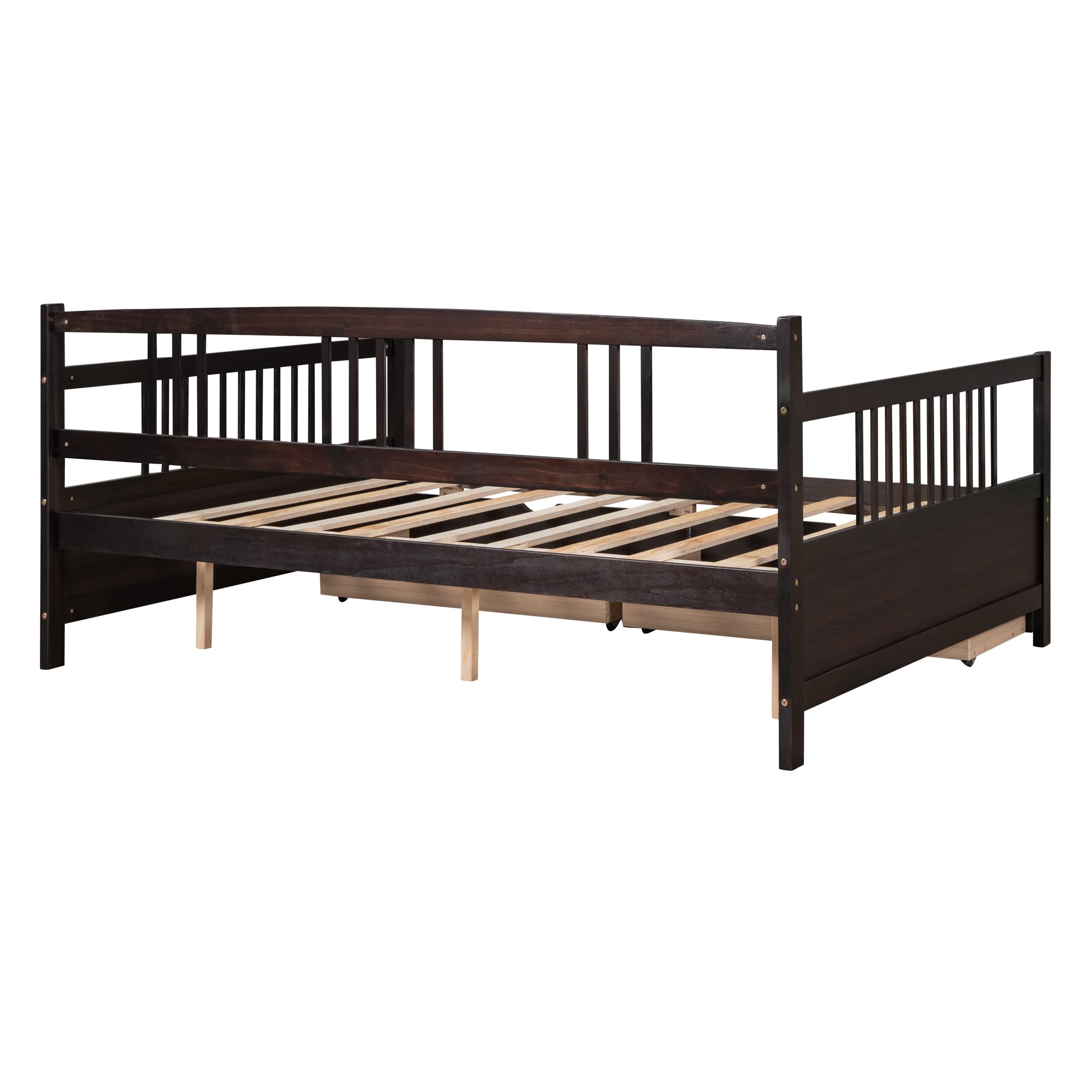 Harper & Bright Designs Full Size Daybed with Storage Drawers - Convertible Sofa Bed Frame, No Box Spring Needed, Brown - Perfect for Guest Rooms, Small Apartments & Multi-Functional Spaces