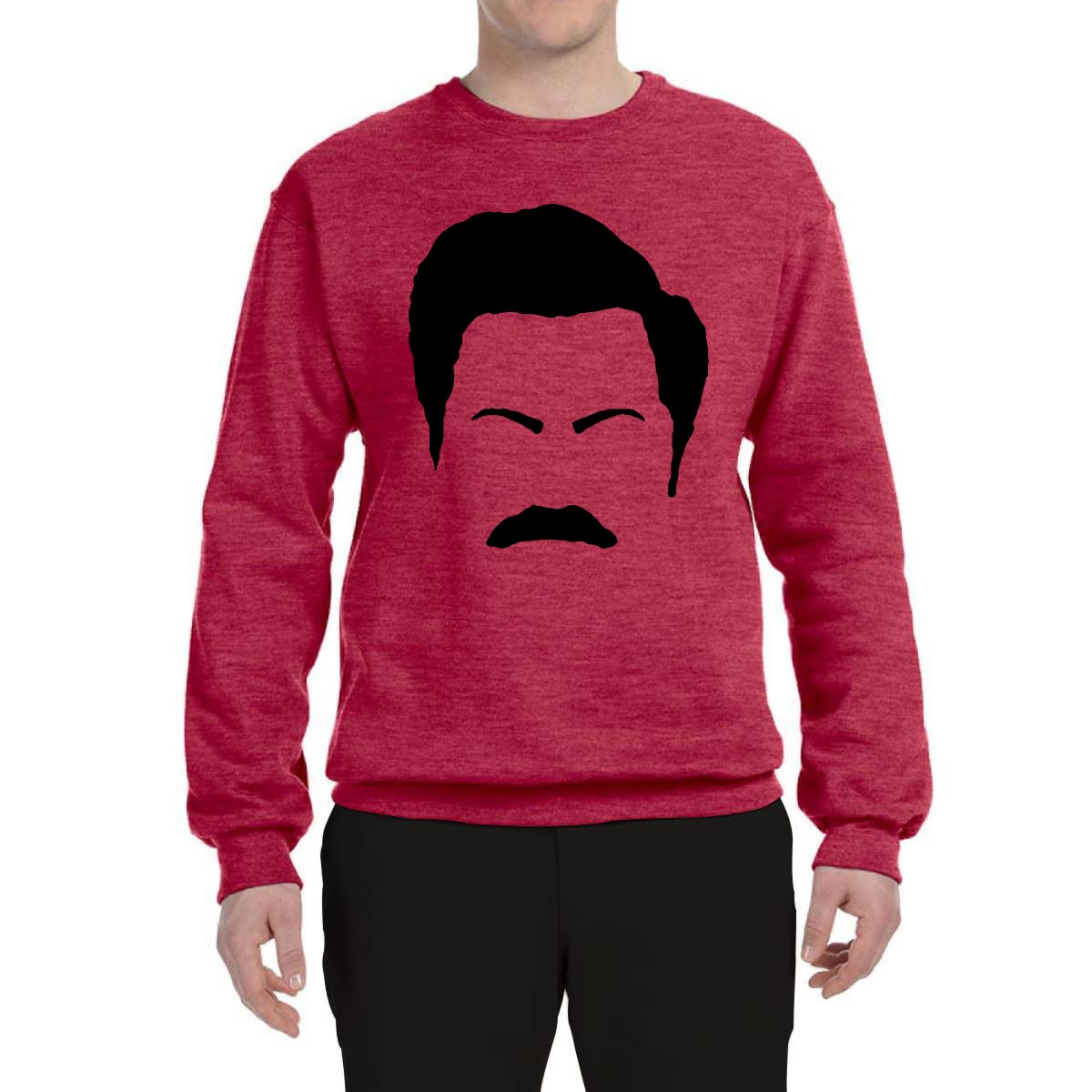 Ron Swanson Mustache Graphic Sweatshirt - Wild Bobby Parks and Rec Pop Culture Unisex Crewneck | Perfect for TV Show Fans, Comedy Lovers & Casual Wear