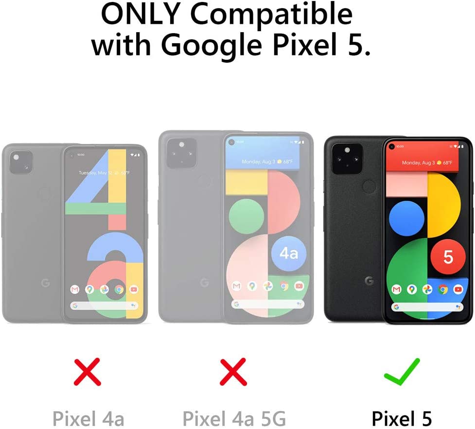 Google Pixel 5 Case with Card Holder & Kickstand - Shockproof Dual Layer Protective Cover for Pixel 5 Phone (Purple) - Perfect for Travel, Work, and Everyday Use