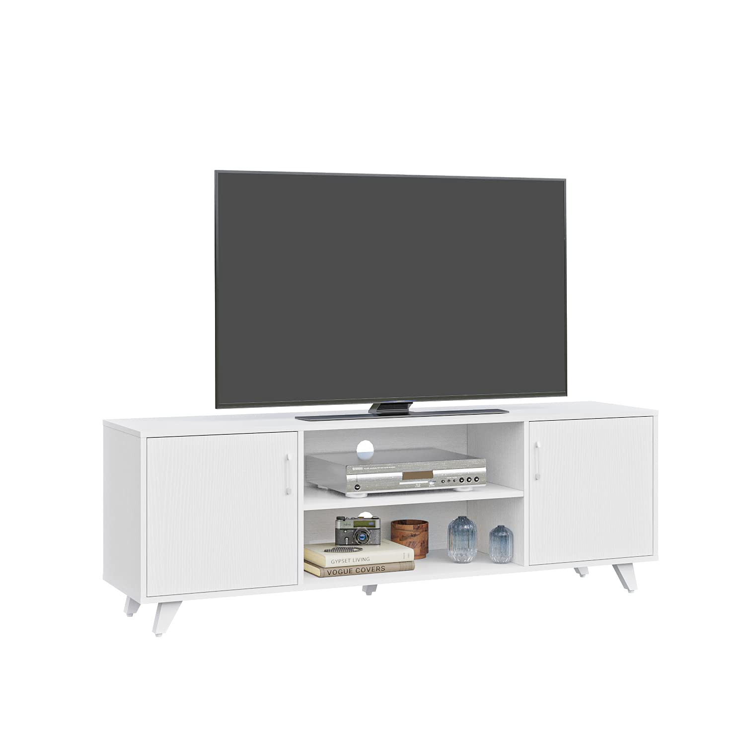 Modern TV Stand with 2 Doors & Shelves - Panana 63