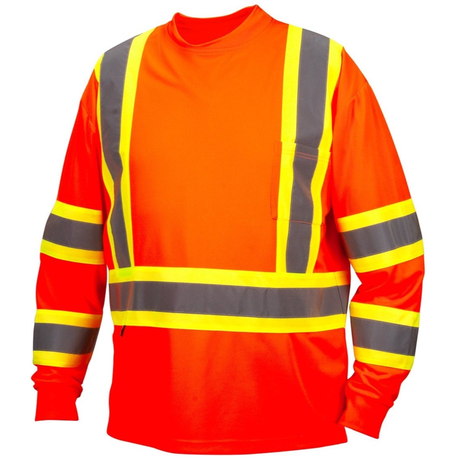 Pyramex Men's High Visibility Long Sleeve Safety Shirt - ANSI Certified Reflective Workwear for Construction, Road Crew & Nighttime Outdoor Activities