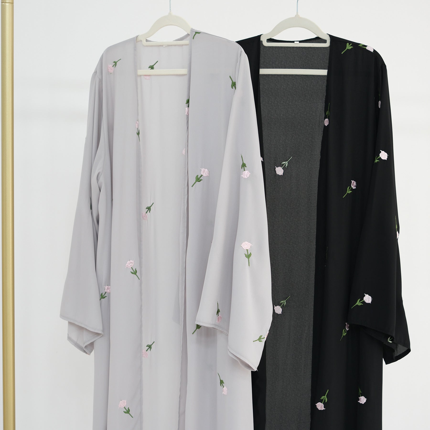 Elegant Floral Embroidery Cardigan Robe for Women - Soft Kimono Cover Up for Lounge, Beach & Home Wear